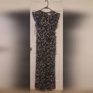 Calvin Klein Black and White Floral Wide Leg Jumpsuit